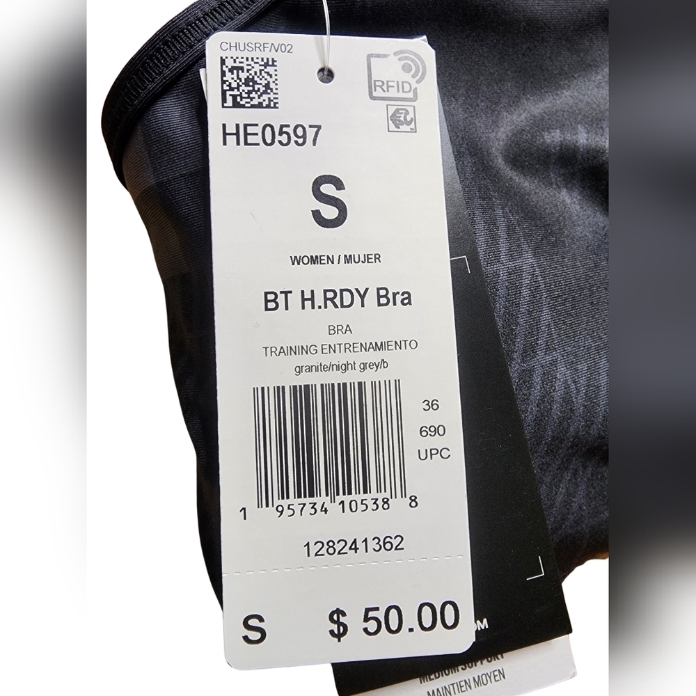 Adidas x Peloton Black Printed Digi Motion BT Heat.RDY Believe This Bra, Small - Picture 3 of 4